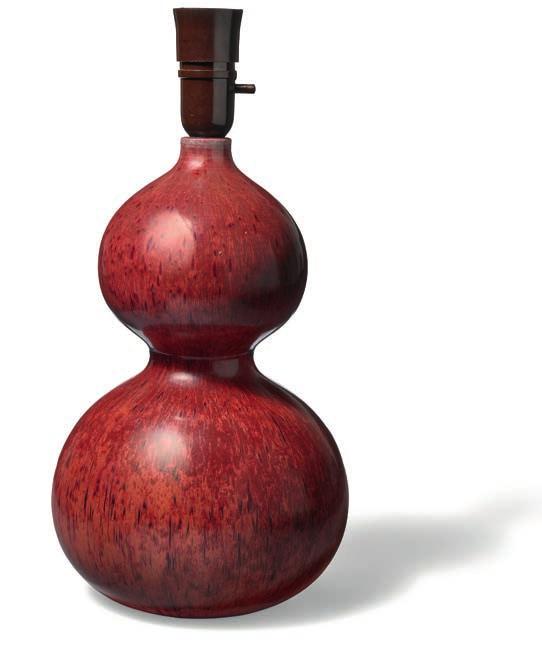 1165 AXEL SALTO b. Copenhagen 1889, d. Frederiksberg 1961 A gourd-shaped stoneware table lamp. Decorated with oxblood glaze. Signed Salto, 20739. Royal Copenhagen. Made 1969-1974. H.