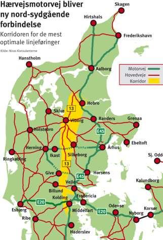 Besparelse ved etablering af Hærvejsmotorvejen i forbindelse med JELD-WEN distribution i Danmark For hver tur sydpå Midt-, Sydjylland, Fyn eller Sjælland forventes en besparelse i størrelsesordenen