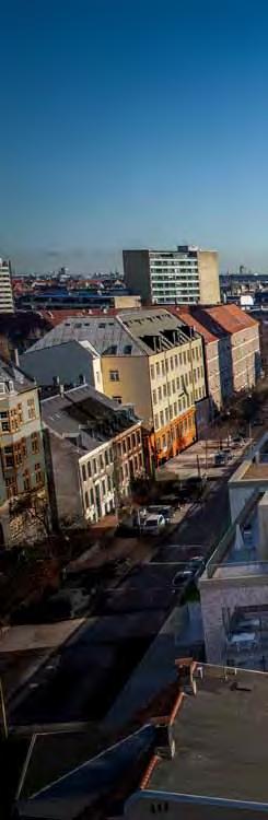 Porten mellem nutid og fortid Sammen med naboejendommene danner Bindesbøll Hus bindeled mellem Carlsberg Byen og det historiske Frederiksberg.