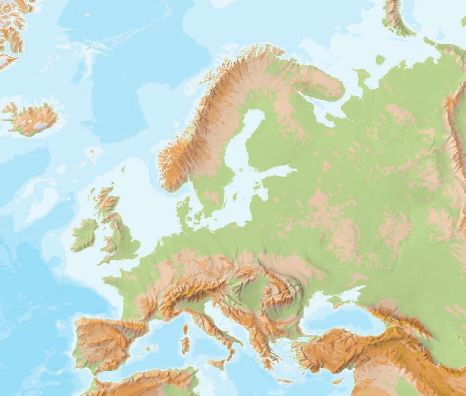 Kontinent Evropa l a n i n e Norveško more K j o l e n p planinski venac Ural Jezero Onega Map: Lowell Johns Ltd.