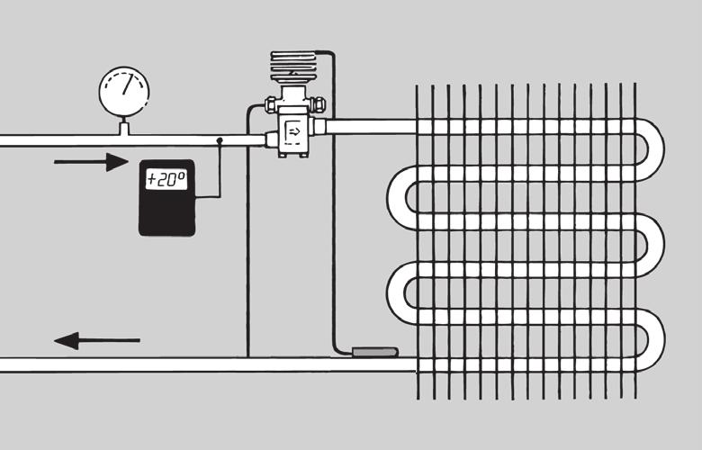 Introduktion En termostatisk ekspansionsventil er bygget op omkring et termostatisk element (1), der er adskilt fra ventilhuset af en membran.