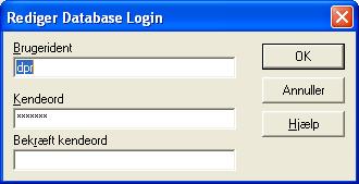 Alle DPR programmer tilgår uden brugerens viden databasen med denne pseudo user. Oplysningerne lagres i filen DPR.DAT, som placeres i mappen PGM. DPR.DAT oprettes og ændres ved hjælp af DPR Administration.