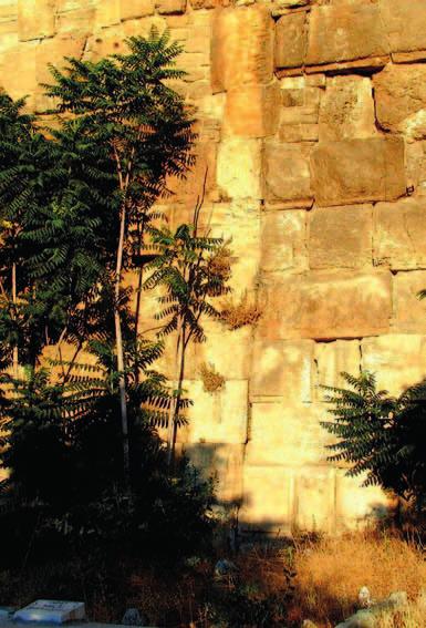 Både vest- og sydmuren udviser som helhed de typisk herodianske kendetegn. I østmuren derimod er den herodianske stil begrænset til et 32 m lang strækning fra det sydøstlige hjørne af tempelpladsen.