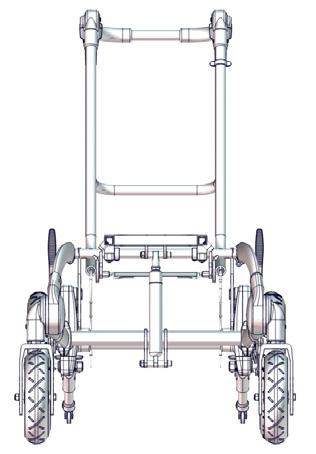 LR TIL RUG 1 Multi Frame leveres sammenklappet fra R82 for at den skal fylde mindst muligt under transport.
