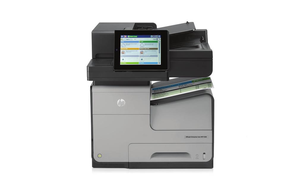 Datablad HP Officejet Enterprise Color MFPX585-serien Klar til brug i virksomheder dobbelt så hurtig og halvt så dyr pr. side som laserprintere 1,2. En sand udskriftsrevolution til virksomheder.