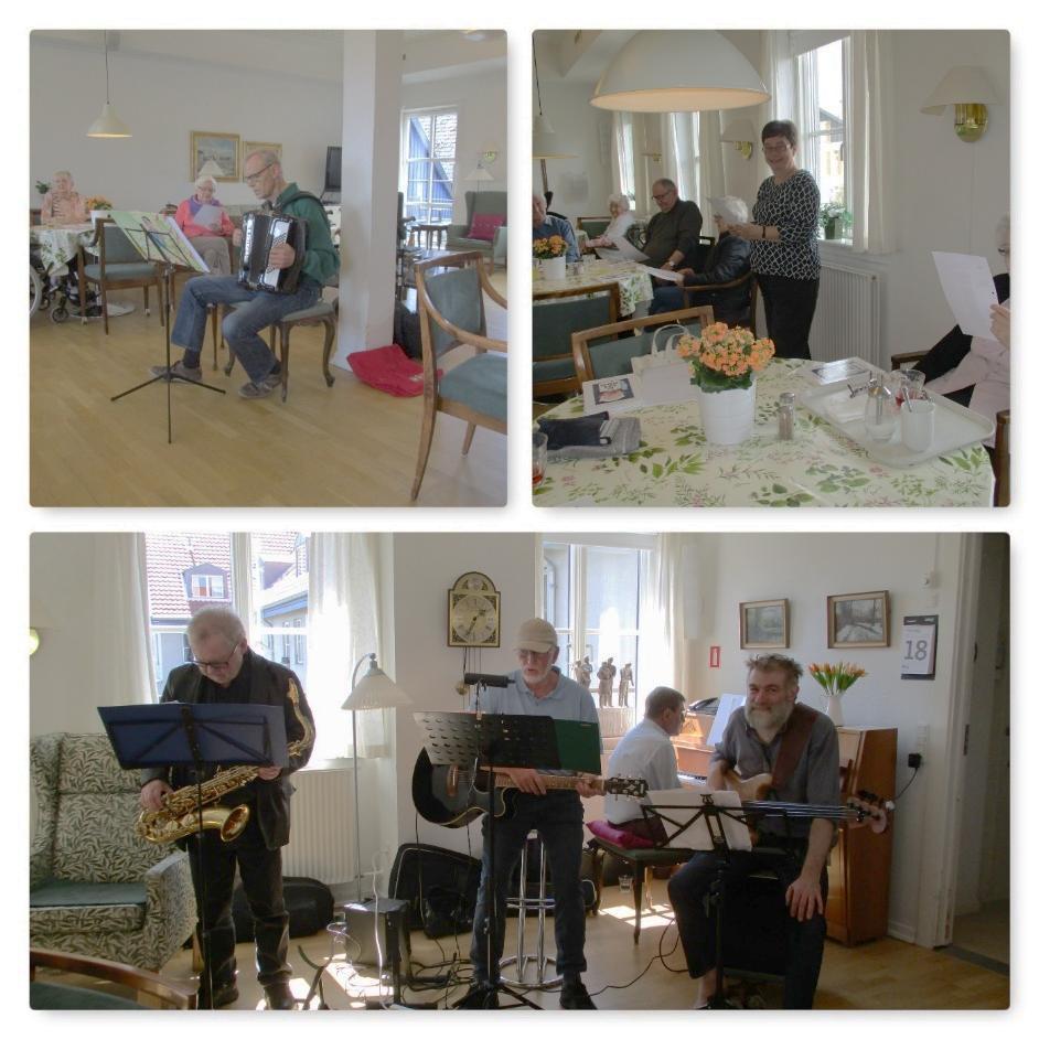Jørgen Skov og Grethe Nørgaard underholdte med harmonika musik og sang. Vi havde en dejlig times tid med sangbogen De Grå Synger Andagten denne gang var den 3. søndag efter påske.