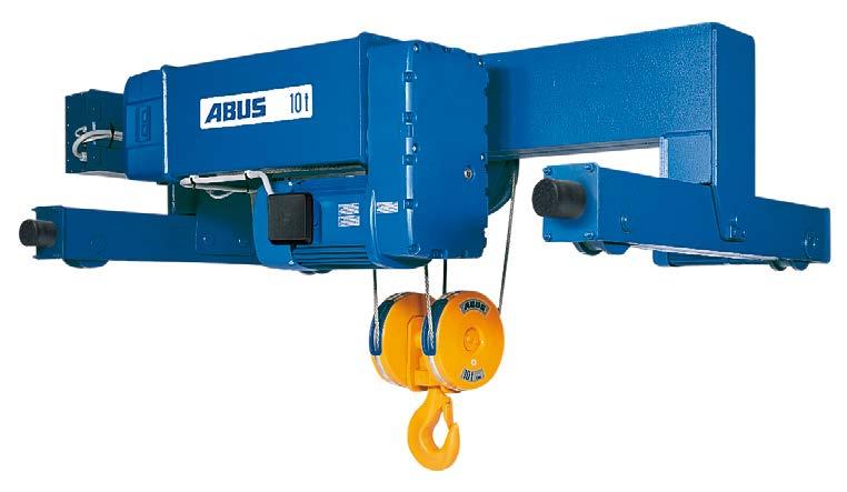 ABUS elektro-wiretaljer til to-skinne traverskraner Løftekapacitet: op til 63 tons Type D To-skinneløbekat i