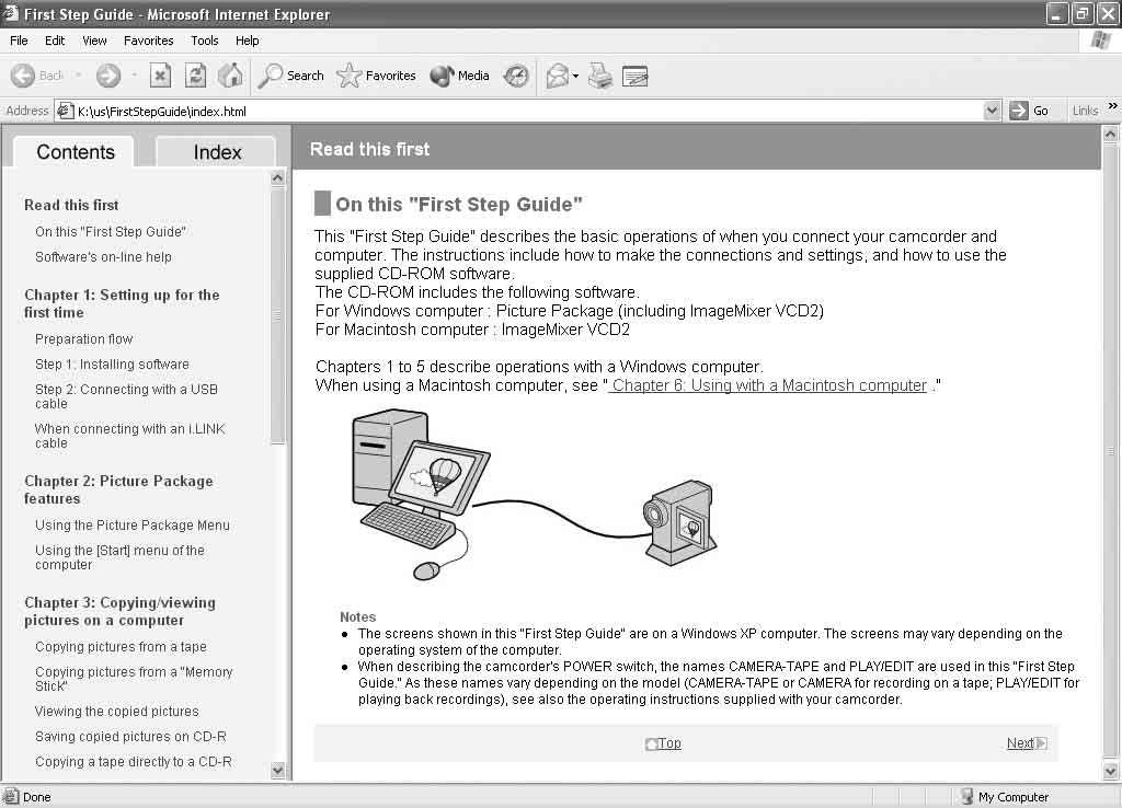 Brug af "First Step Guide" (Introduktion) ( TRV270E/285E) Visning af "First Step Guide" (Introduktion) Start på en Windows-computer Dobbeltklik på ikonet på skrivebordet.