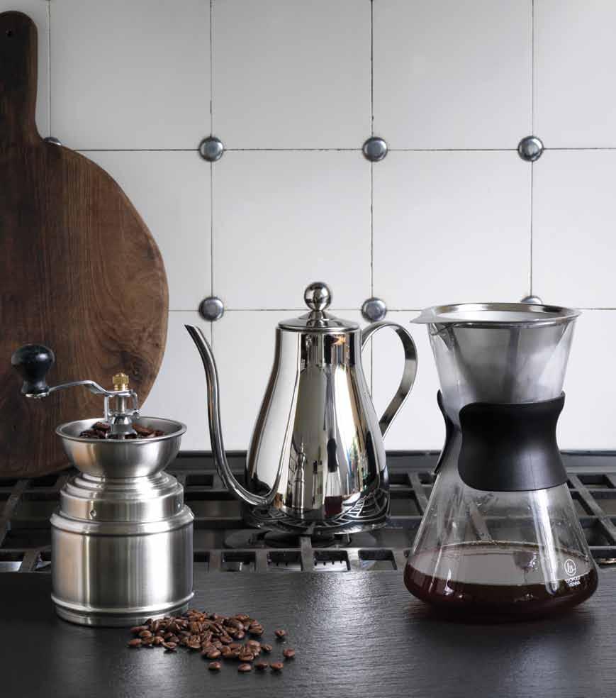 400,- Bredemeijer kaffemølle, kedel og kaffebrygger 01542 Kaffemølle stål 500 g L15cm