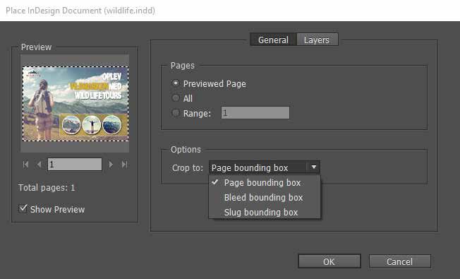 Du har disse to muligheder: Use PDF s Layer Visibility Opdaterer lænken med indstillingerne fra den lænkede fil.