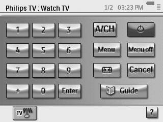 Skærmen Remote Control (Fjernbetjening), første side: Niveau 2 Tryk på knappen Page (Side) for at flytte