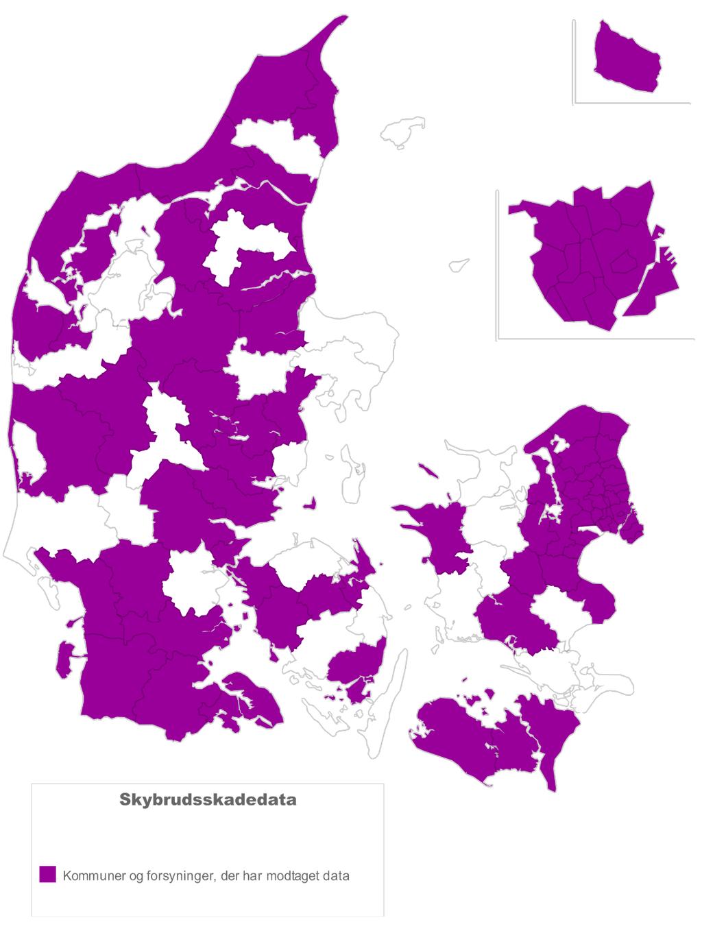 BILAG 1 - OVERSIGT OVER UDSENDTE DATA Der er udsendt data til: 67 kommuner 11 forsyningsselskaber Tilsammen dækker de over 84 % af den danske befolkning. 3 forskningsprojekter.