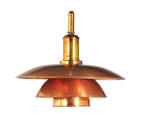 1091 POUL HENNINGSEN b. Ordrup 1894, d. Hillerød 1967 "PH-4/4". Pendant with bayonet socket house with polished copper shades. This example manufactured 1930s by Louis Poulsen. Diam.