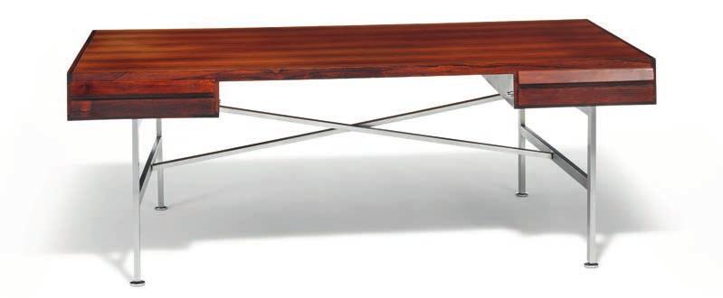 1133 1133 ILLUM WIKKELSØ b. 1919, d. 1999 A freestanding desk with matte chromed steel frame.