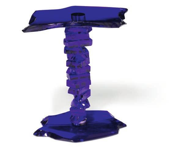 1188 CD DANNY LANE b. Urbana, Illinois, USA 1955, Lives and works in London, UK. "Blue Caramel". Side table of blue coloured glass with pillar base of stacked, layered glass.