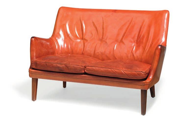 1227 1227 ARNE VODDER b. 1926, d. 2009 Freestanding two seater sofa with tapering Brazilian rosewood legs.