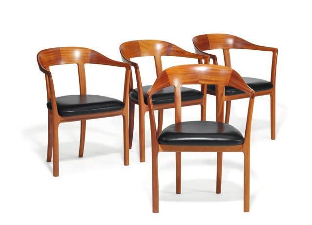 1228 1228 OLE WANSCHER b. Frederiksberg 1903, d. Charlottenlund 1985 A set of four mahogany armchairs.