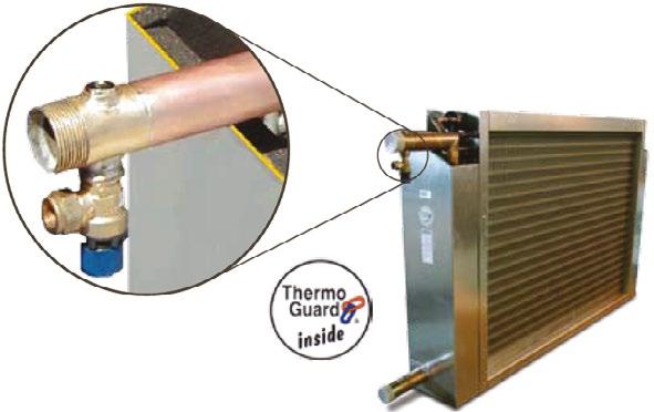 Side 24 Drifts- og vedligeholdelsesanvisninger 5.4 Luftvarmer, vand Varmebatteriet (kode ATEV) består af et antal kobberrør med påpressede aluminiumslameller.