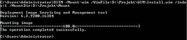 Her kan man så se at jeg har valgt en Windows 8.1 Installation som test. Man kan se hvor meget den fylder (Expanded) da wim filer er kompresset filer. Det vigtige at notere sig her er Index tallet.