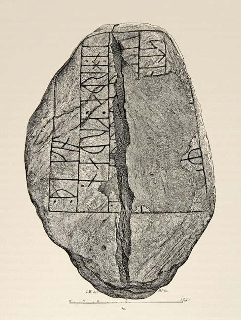 Museum Østjylland Årbog 2015 Fig. 2. Langåstenen 3 er 158 cm høj. Teksten lyder: X (rejste denne) sten (efter Y) sin broder, en meget god thegn. Fig. 3. J.V.