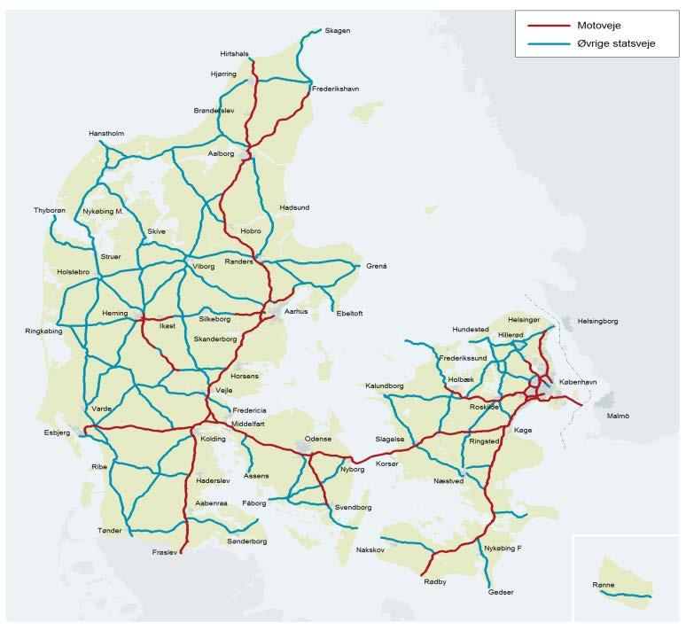 Hvilke veje Motorveje I byer mellem byerne Øvrige