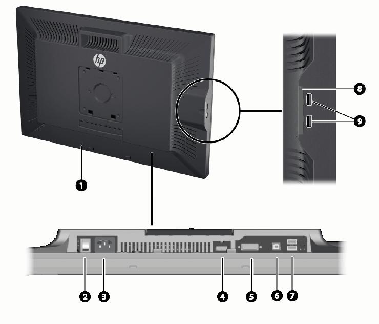 Komponent Funktion 6 DisplayPort-stik Tilslutter DisplayPort-kablet til skærmen. 7 HDMI-stik Forbinder et HDMI-kabel til skærmen. 8 DVI-D-stik Tilslutter DVI-D-kablet til skærmen.