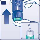 G Kontrollér altid, at der kommer en dråbe til syne ved nålespidsen, før du injicerer. Dette sikrer insulingennemløb.