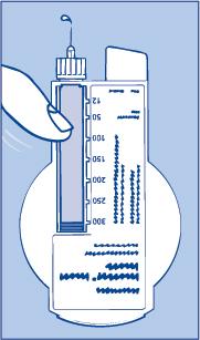 Hold InnoLet med nålen opad, og bank let på cylinderampullen med fingeren et par gange (figur B), så eventuelle luftbobler samles i toppen af cylinderampullen.
