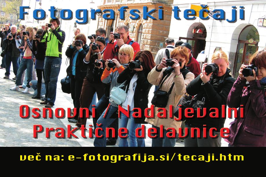 Beseda urednika FOTOGRAFIJA Slovenija e-fotografija je brezplačna revija za digitalno fotografsko izobraževanje. Izdajatelj in založnik: Image DTP inženiring d.o.o. Berčičeva 8b, 1260 Lj-Polje Tel.