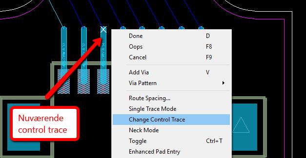 control trace og klik på komponent benet yderst til venstre på P2 10.