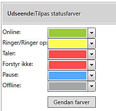 Udseende Under Filer -> Indstillinger -> Udseende kan du for den enkelte status vælge de farver, som du ønsker.