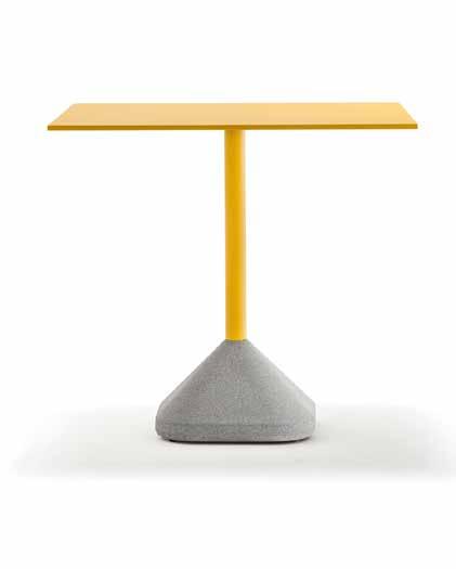 CONCRETE A table base must be durable and have a certain weight which makes it steady. Concrete originates from this concept.
