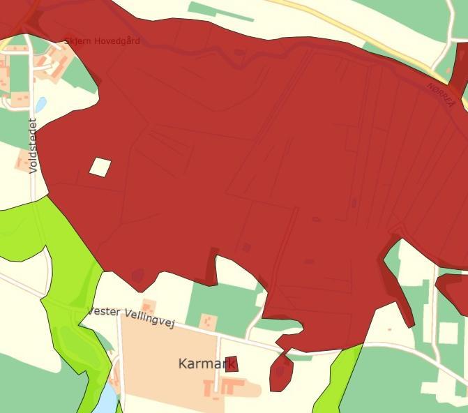 Figur 2.7.1: Risikokort for okkerudledning ved Skjern Hovedgaard. Kilde: Arealinfo.dk 2.8 