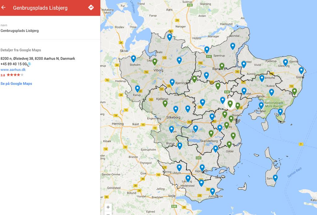 Bilag B) Link til kort over genbrugspladser herunder åbningstider