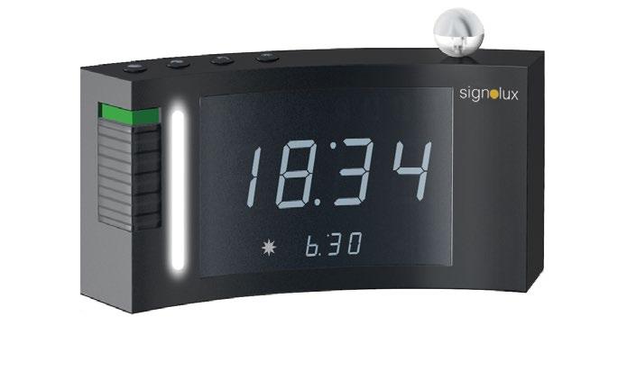 Signolux vækkeur og varslingsenhed NYHED Et vækkeur, der vækker brugeren via lyd, lys og/eller vibrationer, kombineret med en varslingsenhed, der informerer om alarmer.