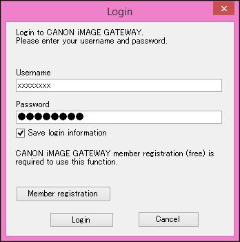 Log på CANON image GATEWAY. Indtast dit login-navn og adgangskode til CANON image GATEWAY, og klik derefter på knappen [Login]. Vinduet [Edit Web Services/Redigér webtjenester] vises.