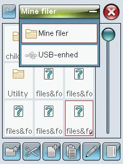 VISNING AF INDHOLDET I FILE MANAGER Når File Manager er åben, har du adgang til mappen Mine Filer og dit USB-stik (hvis du har tilsluttet et).