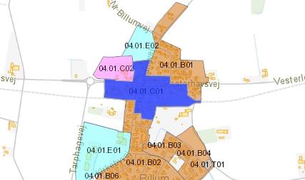 04.01.C01 Centerområde Fastlægges ved lokalplanlægning Bycenter Min. 1,5 p-pladser pr. bolig og min. 1 p-plads pr. 50m2 erhvervsareal, med mindre andet fastlægges ved lokalplanlægning.