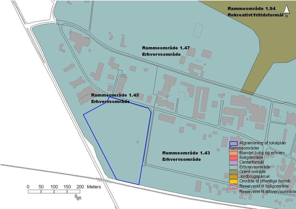 6 Figur 3: Kommuneplanens rammeområder. Som det ses på figur 3, ligger lokalplanområdet indenfor kommuneplanens rammeområde 1.45.