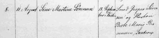 Rasmusdatter: 1881 døbt datter Sine