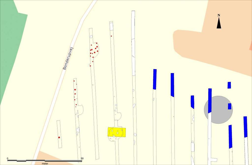 Resultater I den nordvestligste del af arealet, nær det omtalte moseområde, fandtes en koncentration af kogegruber, som må formodes at udgøre en del af et kogegrubebælte (se figur 3).