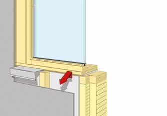 Over vindspærren opsættes et vindbræt. Over vinduet afsluttes med Cembrit Lysningsprofil, vandret. Afstandslister og facadeplader monteres med min. 10 mm lodret afstand til lysningsprofil.