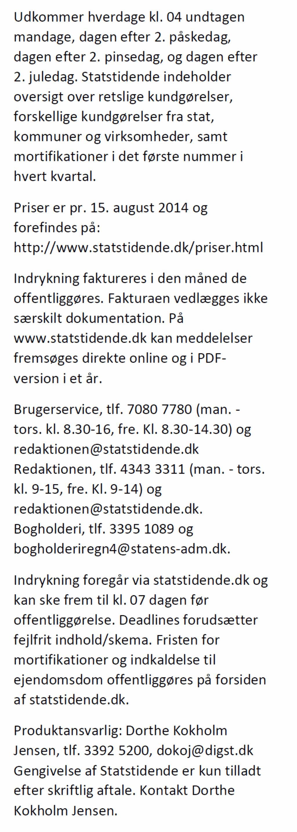 STATSTIDENDE STATSTIDENDE INDHOLD. - PDF Gratis download