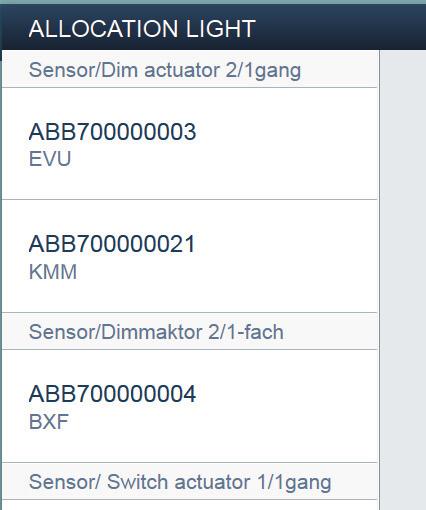 ABB-free@home Idrifttagning Identifikation med serienummer L Sensor / Dim actuator 2/gang EVU ABB700000003 Sens/Dim act. flushm. R A Fig.