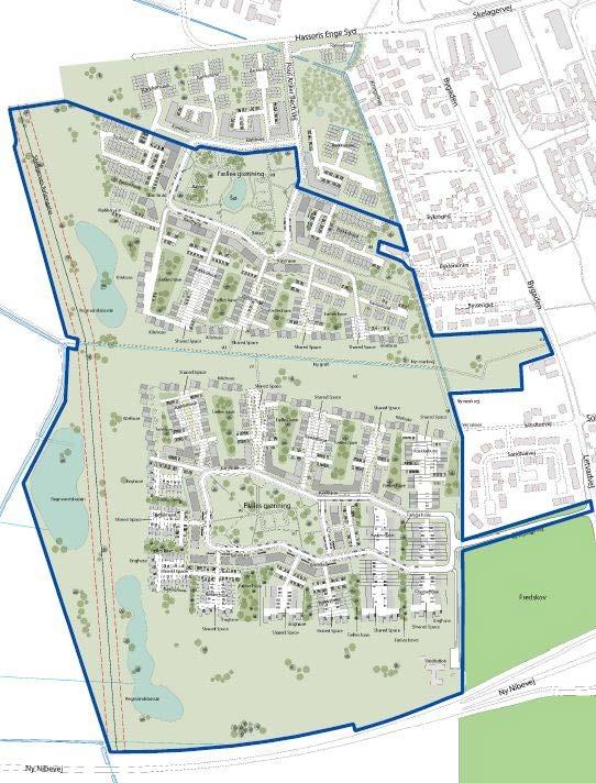 Figur : Illustrationsplan for Sofiendal Enge Bebyggelsens placering og omfang Lokalplanen giver mulighed for at opførelse af ca. 1.000 boliger.