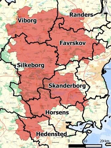 Vand kender ingen grænser. Løsningerne skal derfor tænkes på tværs af grænser På tværs af kommuner Gudenåen går gennem 7 kommuner inden den løber ud i Randers Fjord.