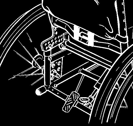 CENTRLREMSE For at montere centralbremse på en Panther kørestol, skal nedenstående beskrivelse følges: C * eslagene med bremsestangen () monteres foran på stellet vha. medfølgende unbracoskruer.
