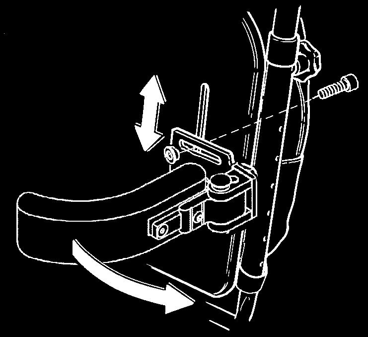 SVINGRE SIESTØTTER e svingbare sidestøtter monteres i rillerne i ryglænet v.h.a. medfølgende skruer (). Sørg for at de sidder i den rigtige højde og sideværts position inden skruerne strammes helt.