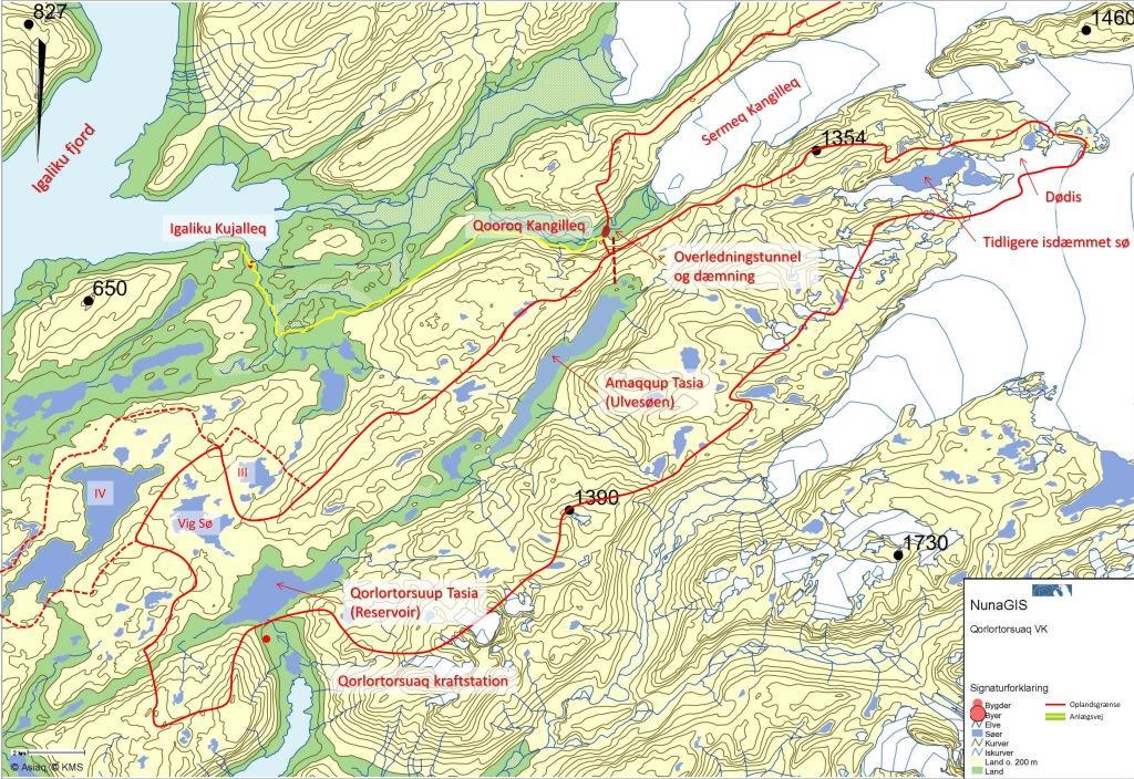 Formål Den arkæologiske rekognoscering foretoges i forbindelse med en projekteret kapacitetsudvidelse af vandkraftværket ved Qorlortorsuaq. Kapacitetsudvidelsen indbefatter (Fig.