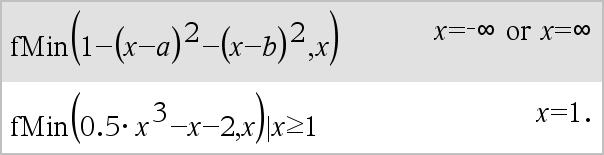 fmax() Katalog > Returnerer et Boolsk udtryk, der angiver mulige værdier for Var, der maksimerer udtryk eller finder dets mindste øvre grænse.